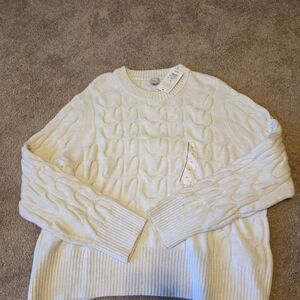 Women's Cream Cable Knit Sweater